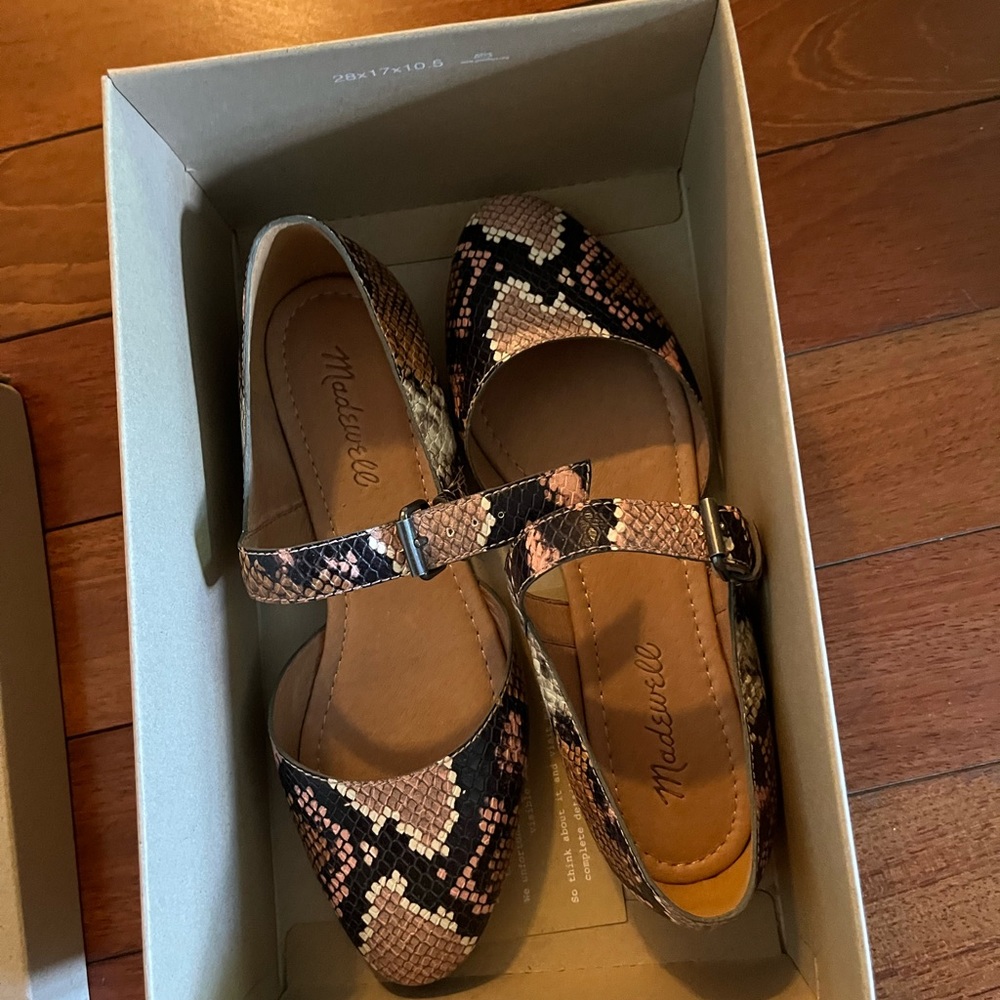 NWT Madewell Alina Mary-Jane in Snake Embossed Leather Sz 6
